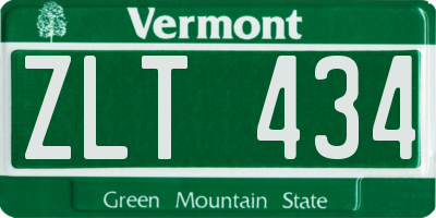 VT license plate ZLT434