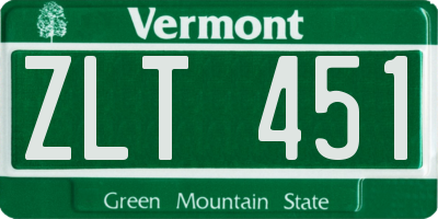 VT license plate ZLT451