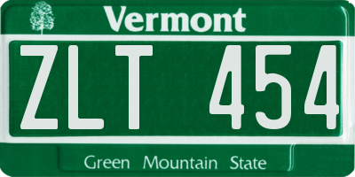 VT license plate ZLT454