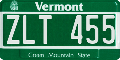 VT license plate ZLT455