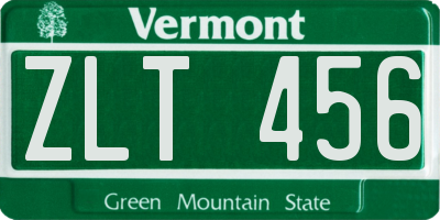 VT license plate ZLT456