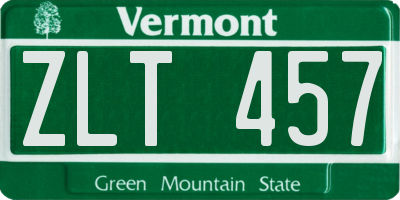 VT license plate ZLT457