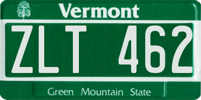 VT license plate ZLT462