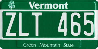 VT license plate ZLT465