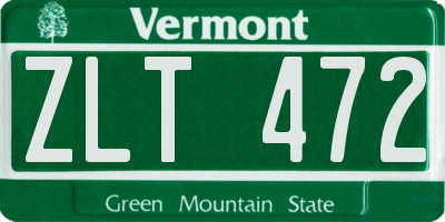 VT license plate ZLT472