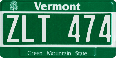 VT license plate ZLT474