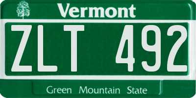 VT license plate ZLT492