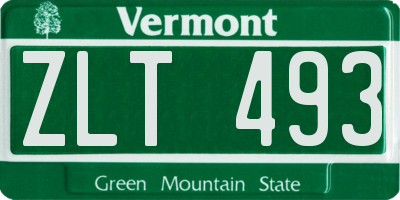 VT license plate ZLT493