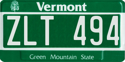 VT license plate ZLT494