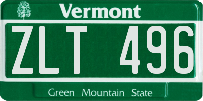 VT license plate ZLT496