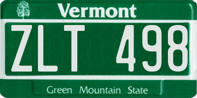 VT license plate ZLT498