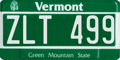 VT license plate ZLT499