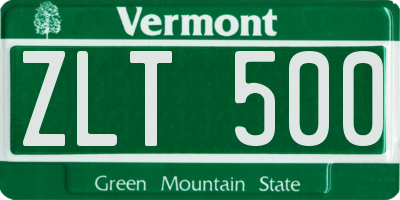 VT license plate ZLT500