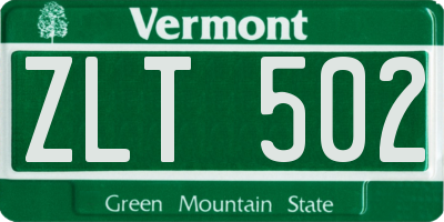 VT license plate ZLT502