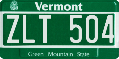 VT license plate ZLT504