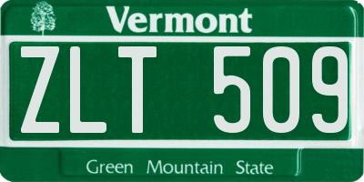 VT license plate ZLT509