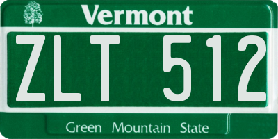 VT license plate ZLT512