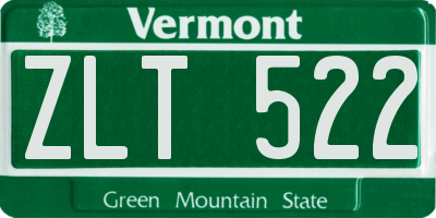 VT license plate ZLT522