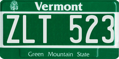 VT license plate ZLT523