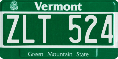 VT license plate ZLT524