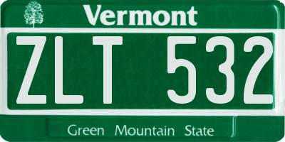 VT license plate ZLT532