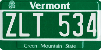 VT license plate ZLT534