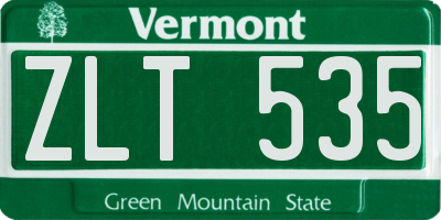 VT license plate ZLT535