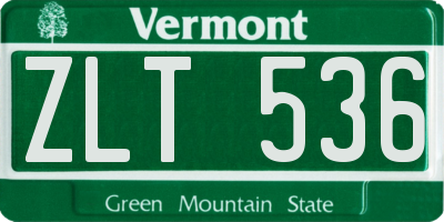 VT license plate ZLT536