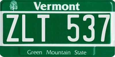 VT license plate ZLT537