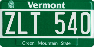 VT license plate ZLT540