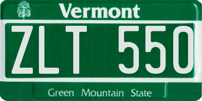 VT license plate ZLT550