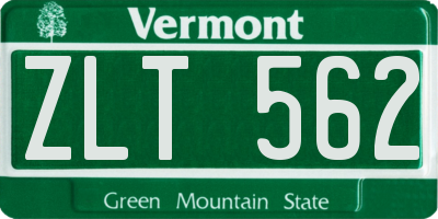 VT license plate ZLT562