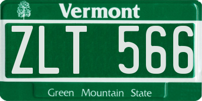 VT license plate ZLT566