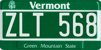 VT license plate ZLT568