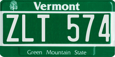 VT license plate ZLT574
