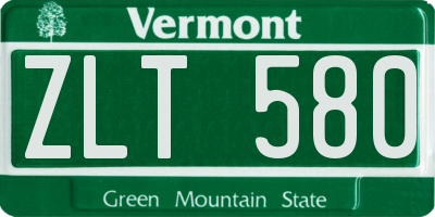 VT license plate ZLT580