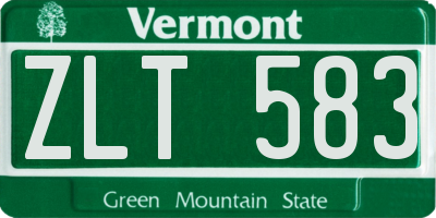 VT license plate ZLT583
