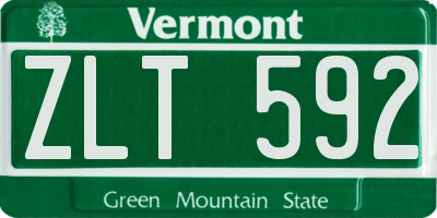 VT license plate ZLT592