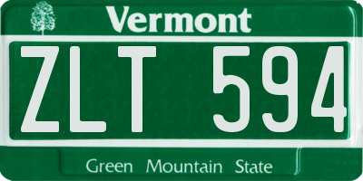 VT license plate ZLT594