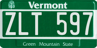 VT license plate ZLT597