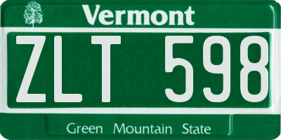 VT license plate ZLT598