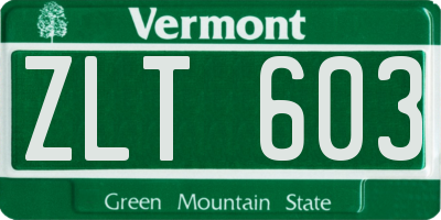 VT license plate ZLT603