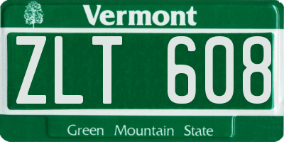 VT license plate ZLT608