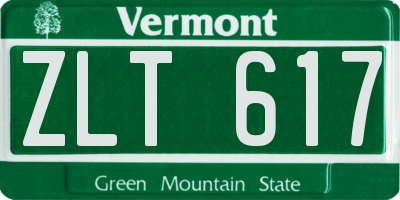 VT license plate ZLT617