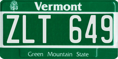 VT license plate ZLT649
