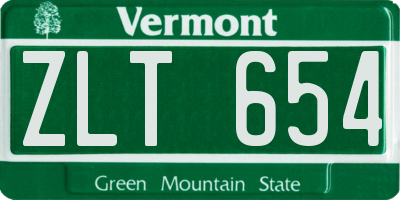 VT license plate ZLT654