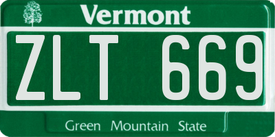 VT license plate ZLT669