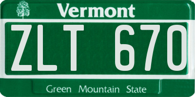 VT license plate ZLT670