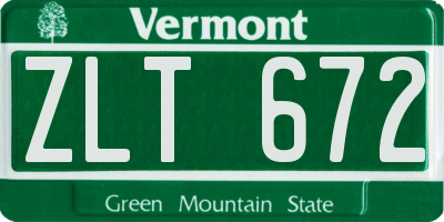 VT license plate ZLT672