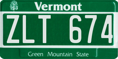 VT license plate ZLT674